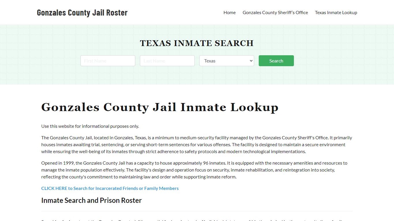 Gonzales County Jail Roster Lookup, TX, Inmate Search